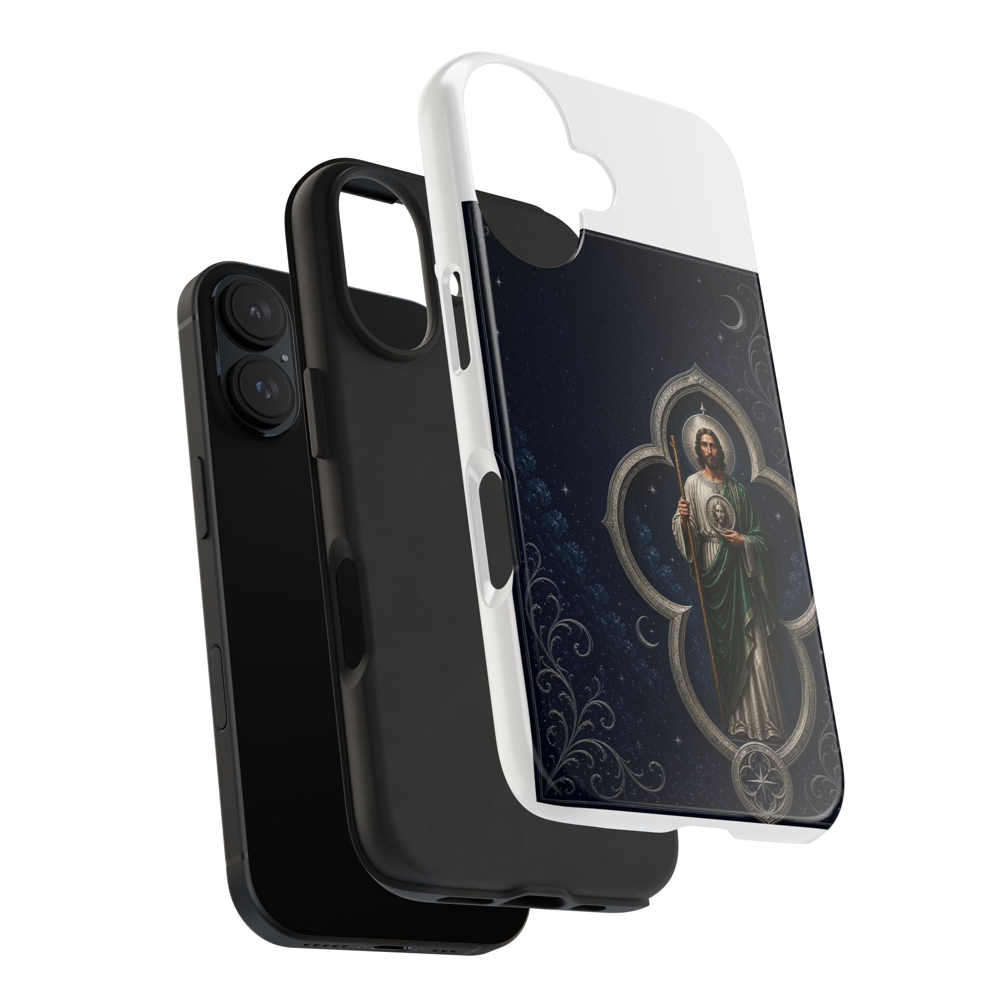 San Judas Tadeo Silver Moon Quatrefoil Tough Phone Case