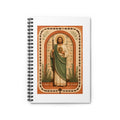 terracotta, cream, and sage San Judas Tadeo Terracotta Rosary Garden illustration on a spiral notebook