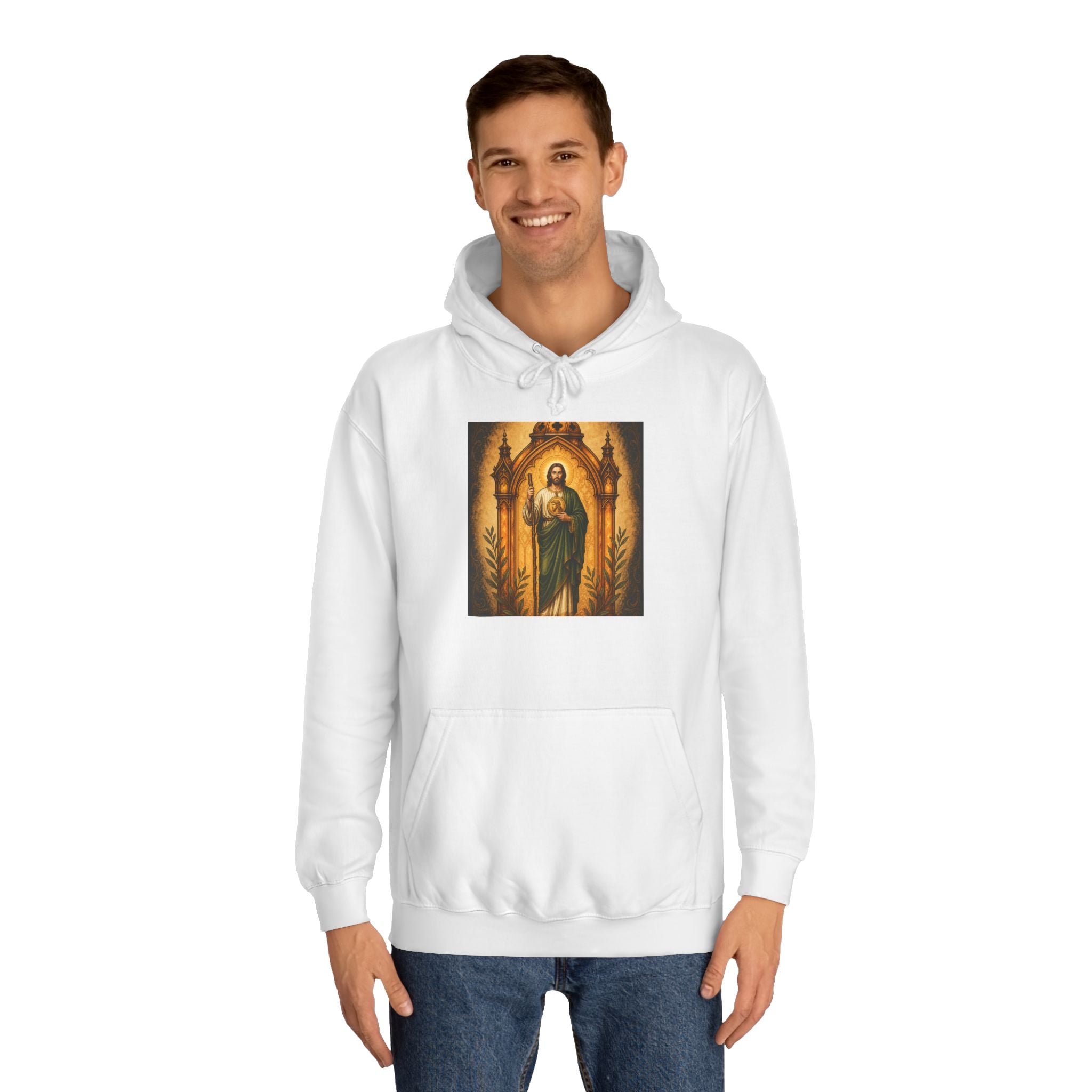 San Judas Tadeo Amber Pilgrim Lantern Unisex Hoodie product preview, view 3