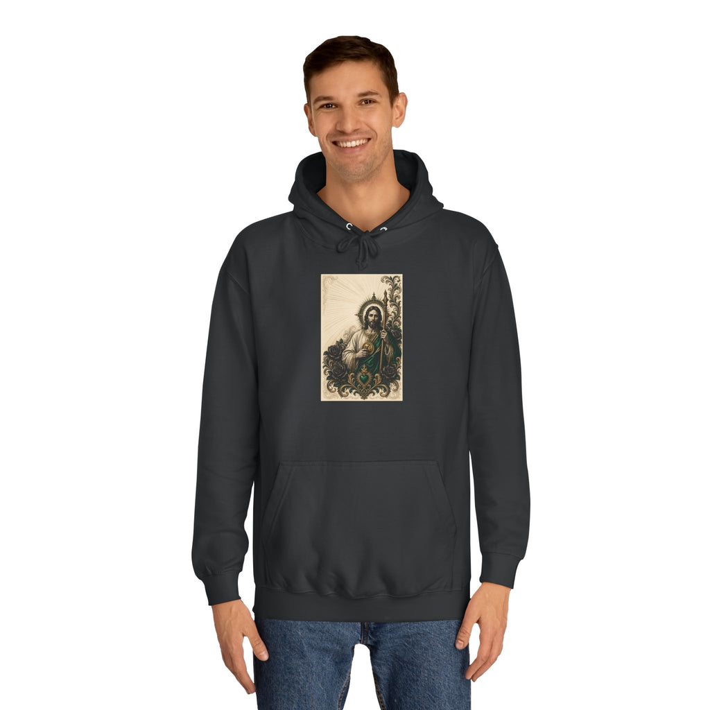 San Judas Tadeo Emerald & Gold Sacred Heart Unisex Hoodie product view 12