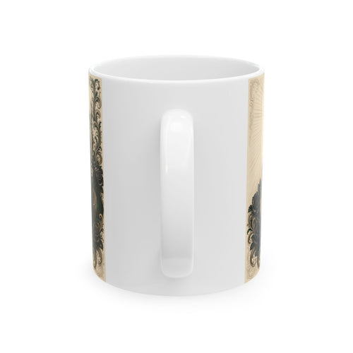 Caneca de Cerâmica Sagrado Coração San Judas Tadeo com Esmeralda e Ouro