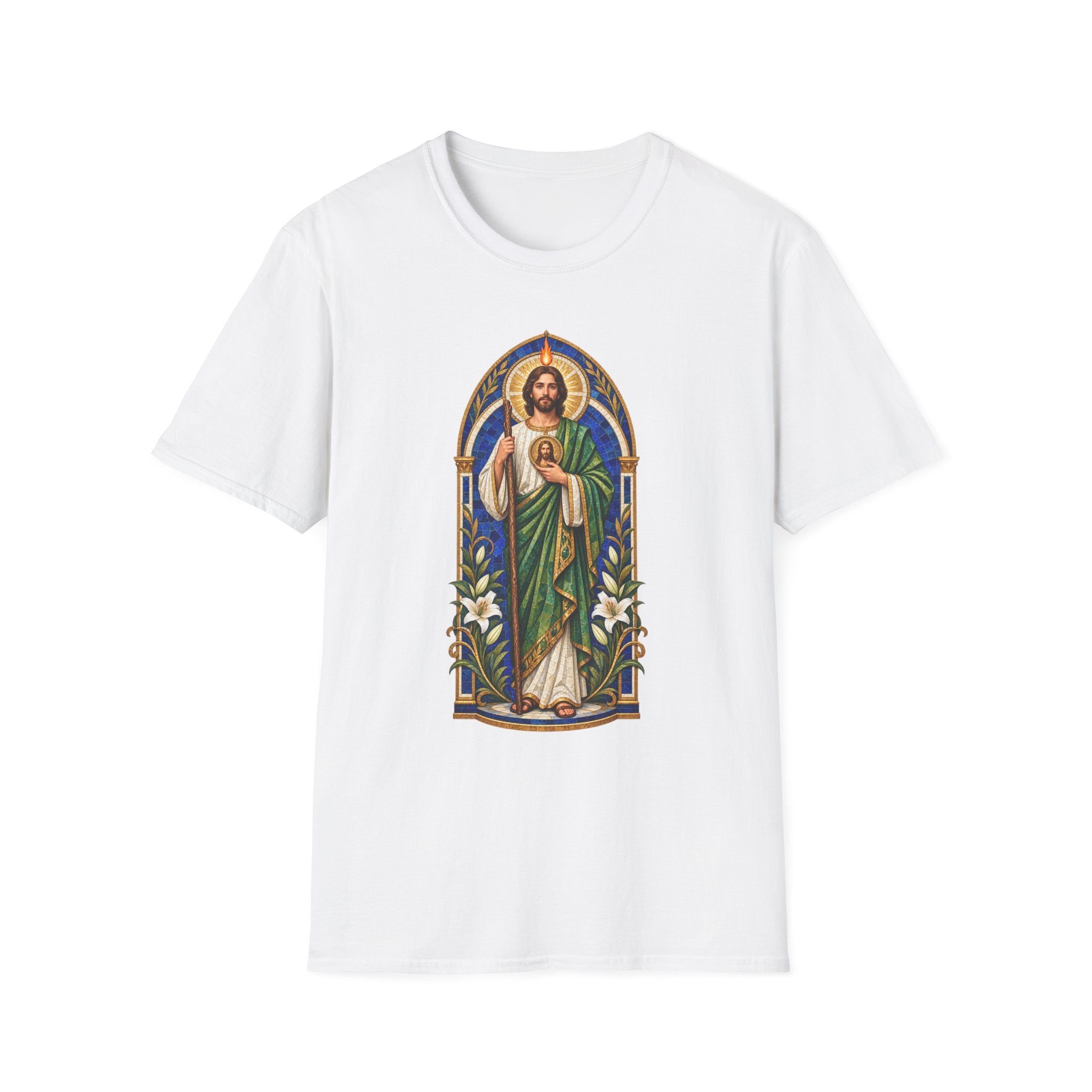 San Judas Tadeo Cobalt Chapel Mosaic Unisex T-Shirt product preview, view 3