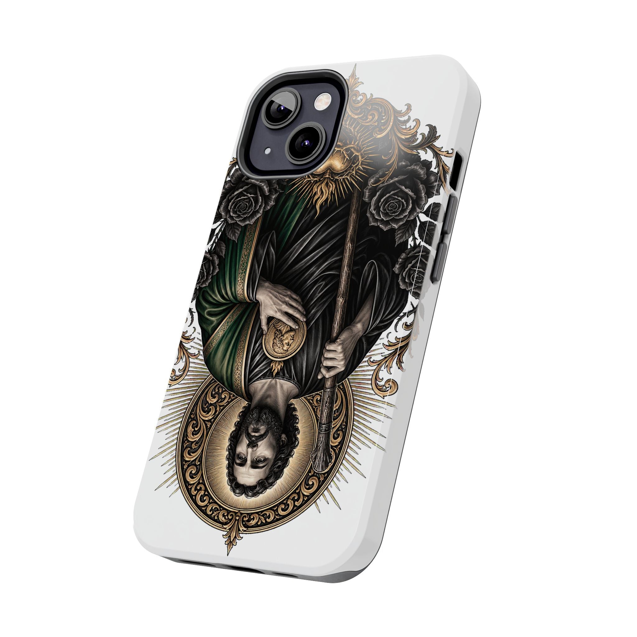 Capa Protetora para Celular San Judas Tadeu Coração Sagrado Preto e Dourado