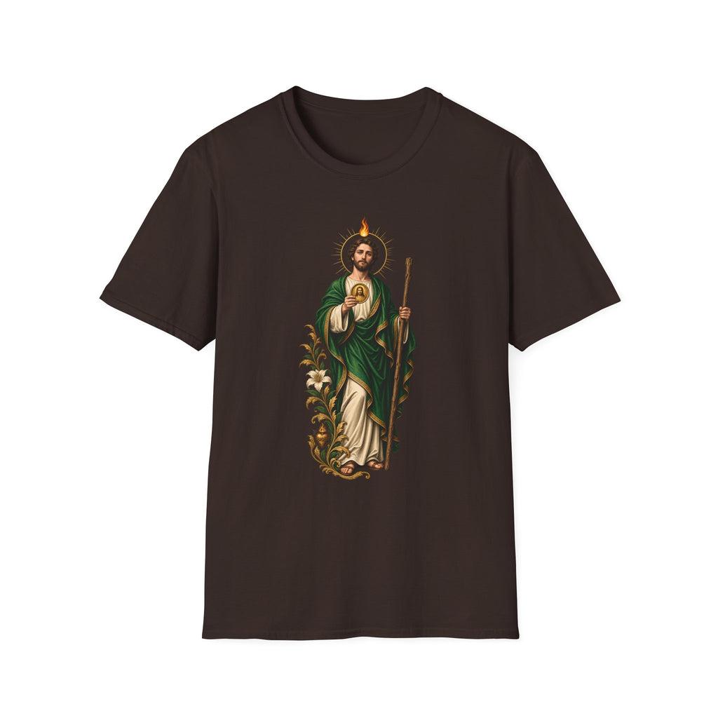 Camiseta Unissex Sagrado Coração São Judas Tadeu Preto e Dourado