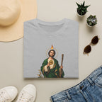 Camiseta Unissex Sagrado Coração São Judas Tadeu Preto e Dourado