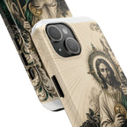 Capa de Celular Resistente São Judas Tadeu Esmeralda e Ouro Sagrado Coração