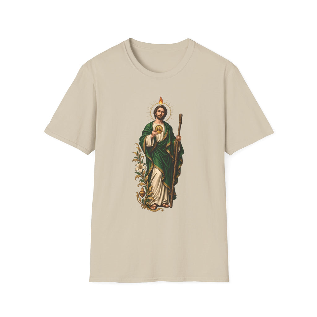 Camiseta Unissex Sagrado Coração São Judas Tadeu Preto e Dourado