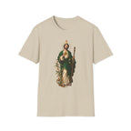 Camiseta Unissex Sagrado Coração São Judas Tadeu Preto e Dourado