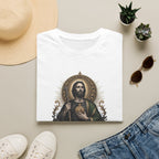 Camiseta Unissex Sagrado Coração São Judas Tadeu Preto e Dourado