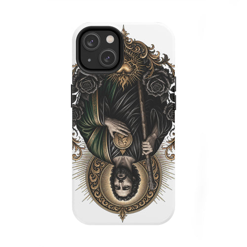 Capa Protetora para Celular San Judas Tadeu Coração Sagrado Preto e Dourado