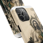 Capa de Celular Resistente São Judas Tadeu Esmeralda e Ouro Sagrado Coração