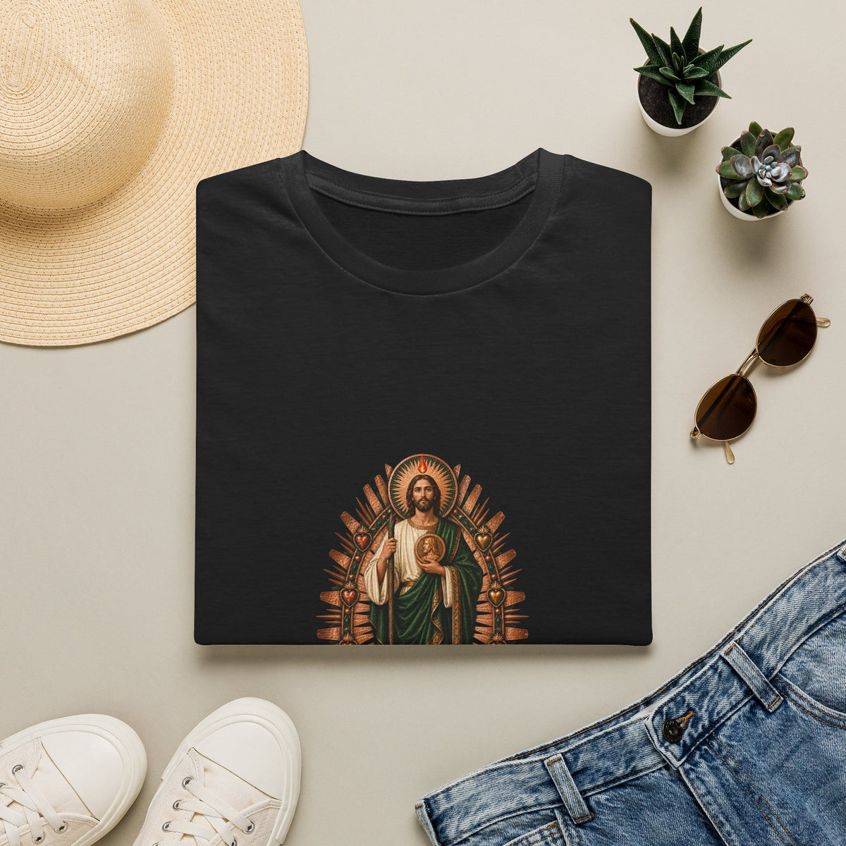 San Judas Copper Ex-Voto Mandorla T-Shirt product preview, view 2