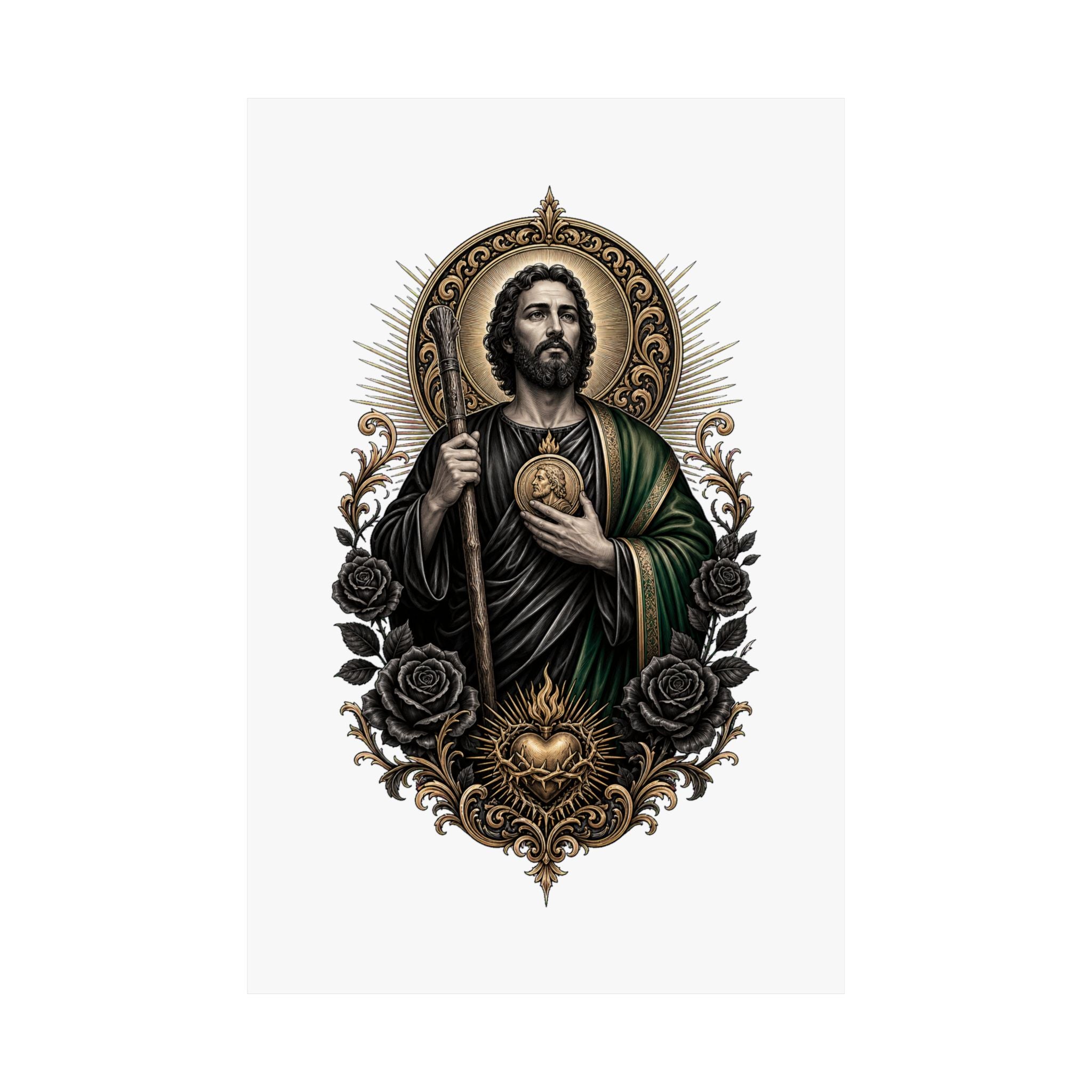 San Judas Tadeo black and gold matte poster product preview, view 3