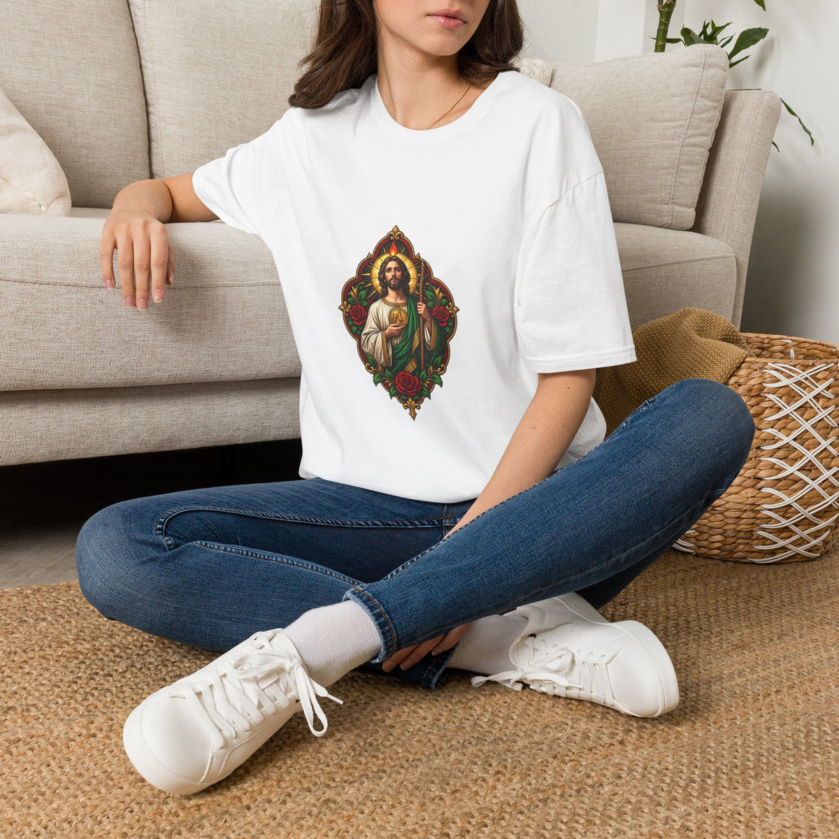San Judas Crimson Covenant Window T-Shirt product preview, view 6