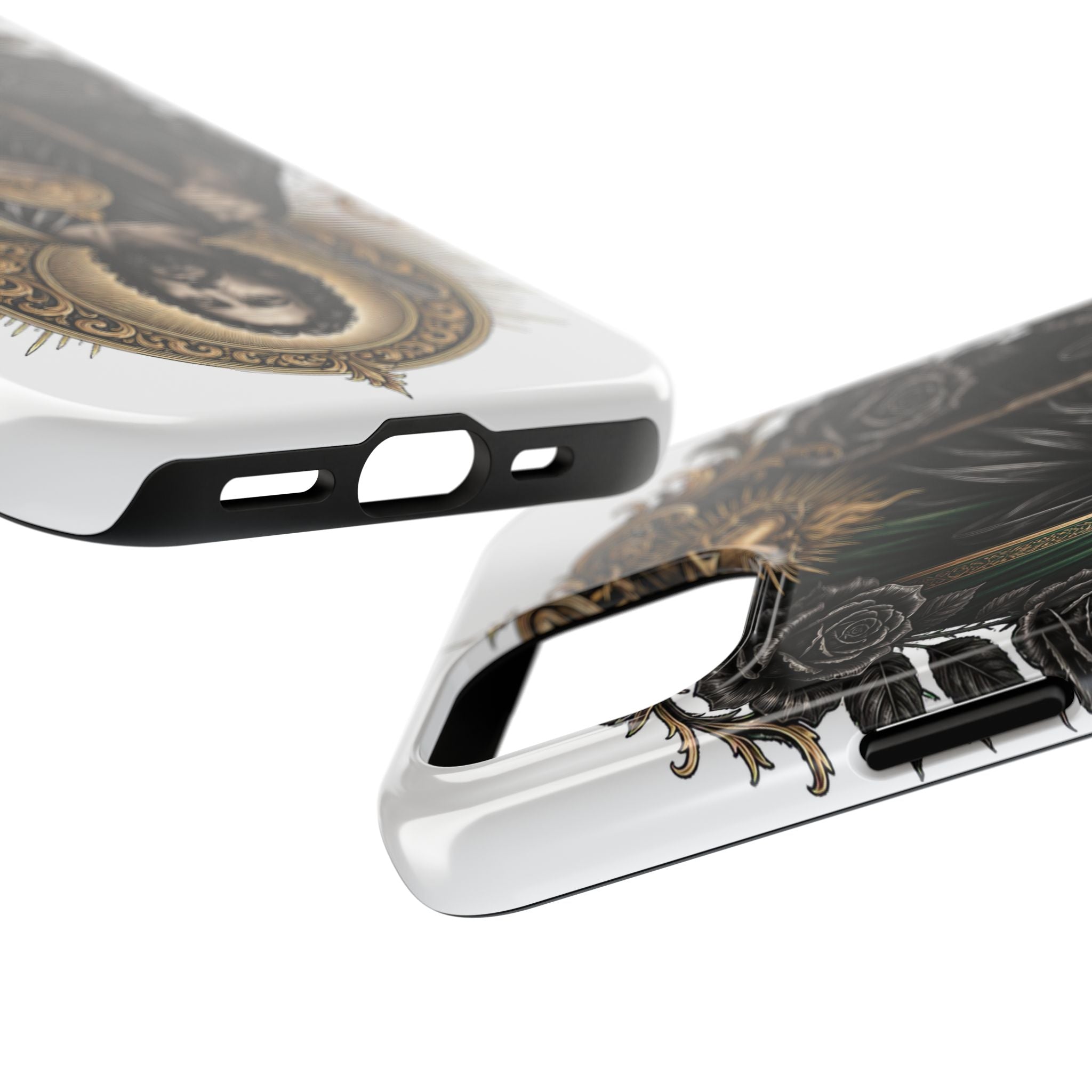 Capa Protetora para Celular San Judas Tadeu Coração Sagrado Preto e Dourado