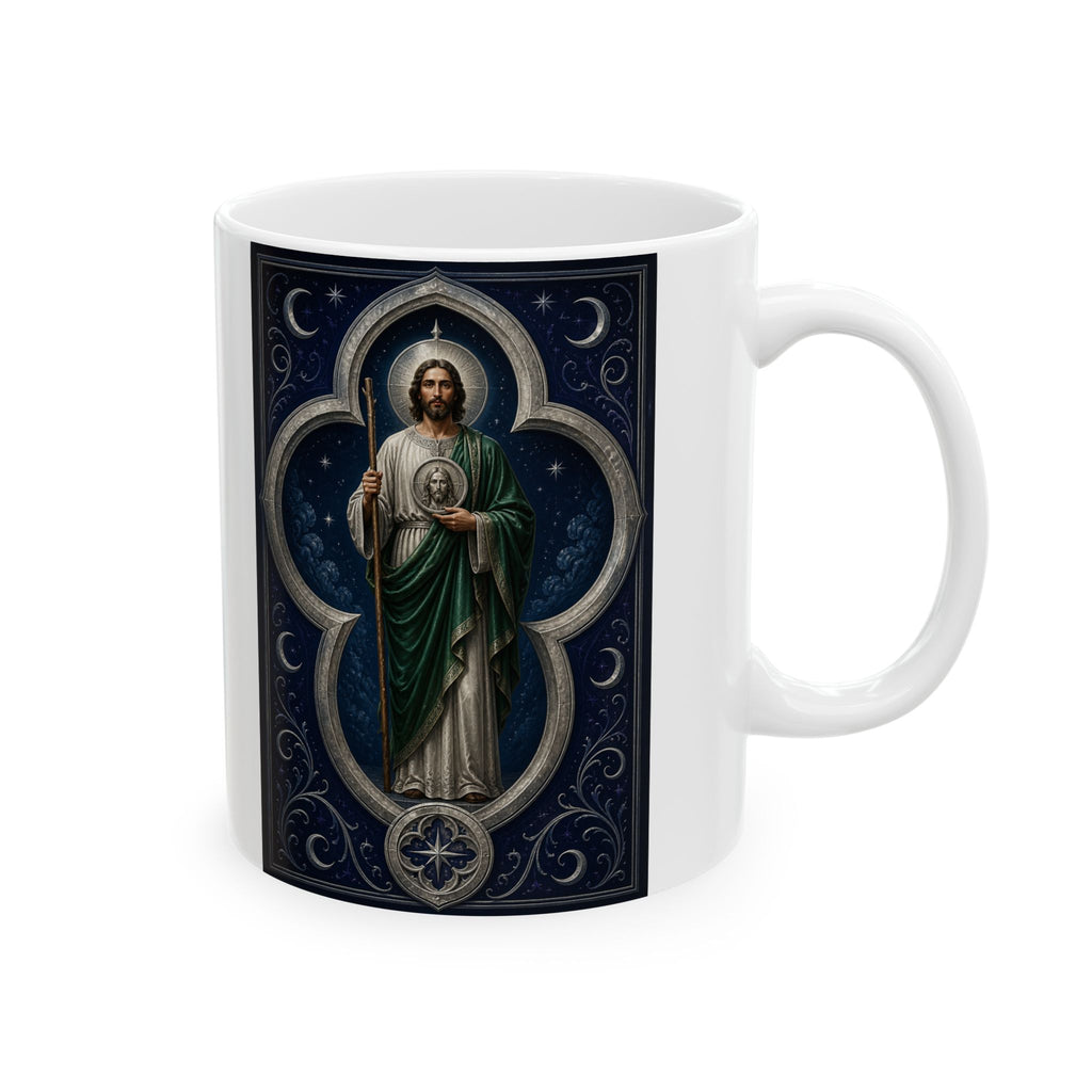 San Judas Tadeo Silver Moon Quatrefoil Ceramic Mug product preview, view 4