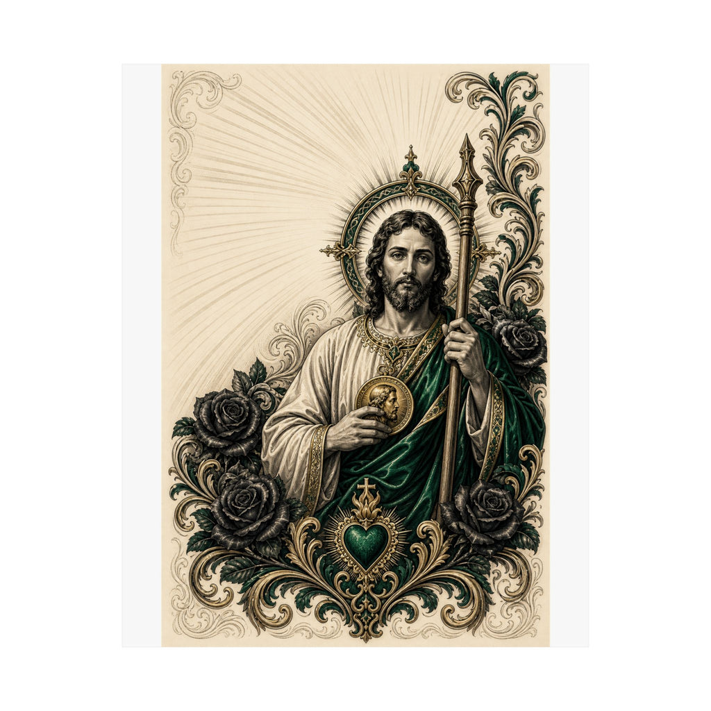 Pôster Fosco Esmeralda e Ouro Sagrado Coração de São Judas Tadeu