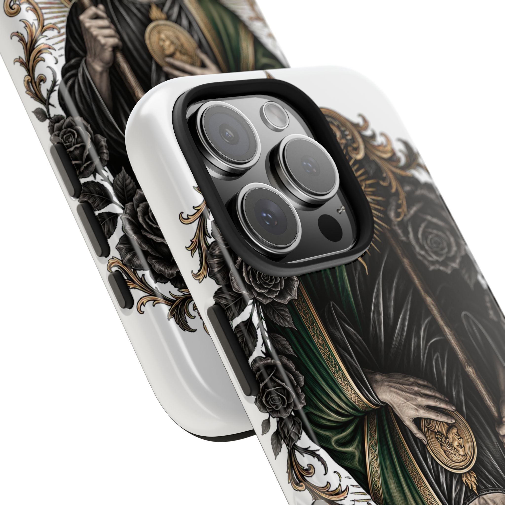 Capa Protetora para Celular San Judas Tadeu Coração Sagrado Preto e Dourado