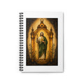 amber, charcoal, and olive San Judas Tadeo Amber Pilgrim Lantern illustration on a spiral notebook