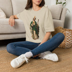 Camiseta Unissex Sagrado Coração São Judas Tadeu Preto e Dourado