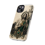 Capa de Celular Resistente São Judas Tadeu Esmeralda e Ouro Sagrado Coração