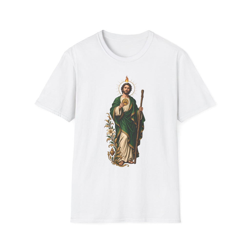 Camiseta Unissex Sagrado Coração São Judas Tadeu Preto e Dourado