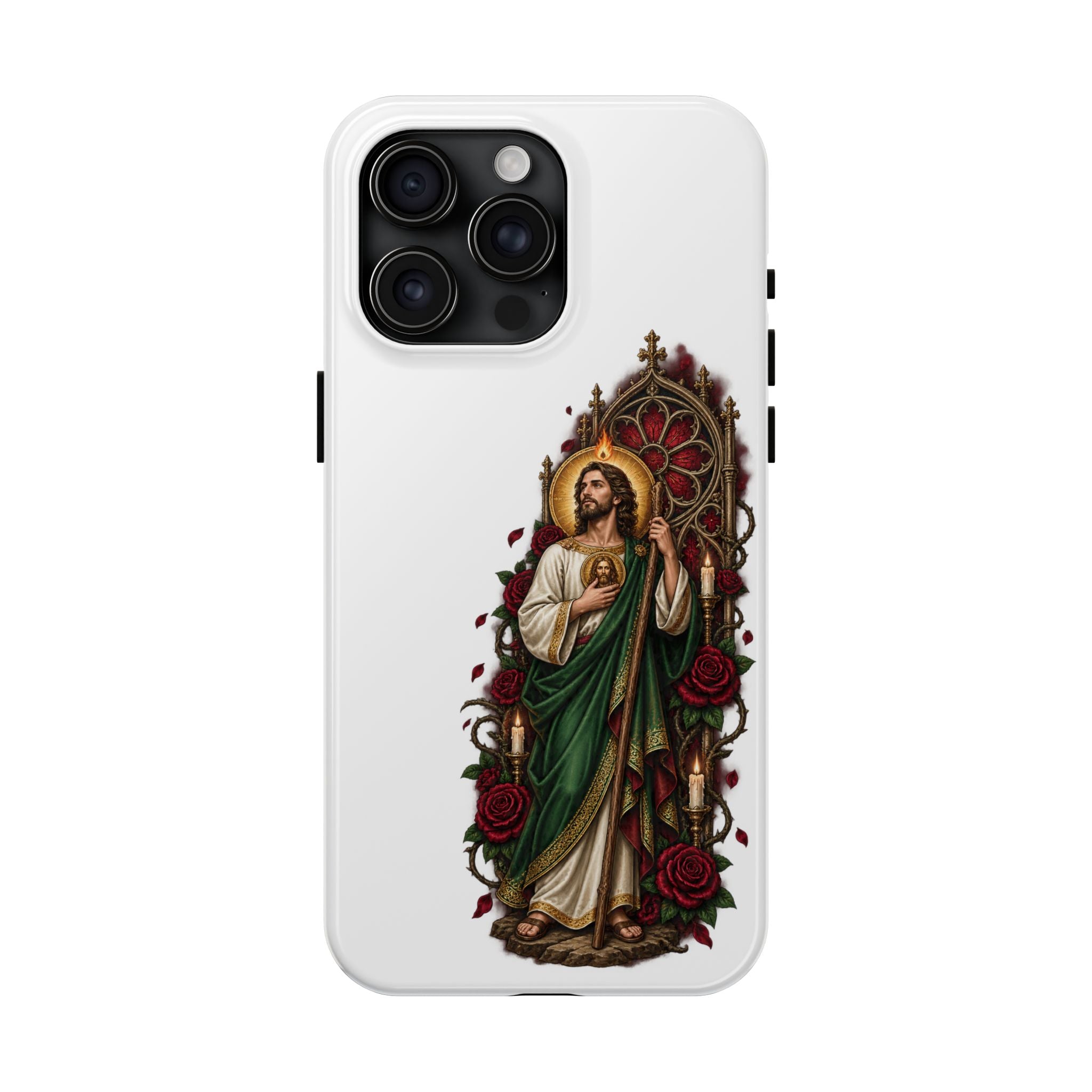 San Judas Tadeo Crimson Rose Window Tough Phone Case product preview, view 4