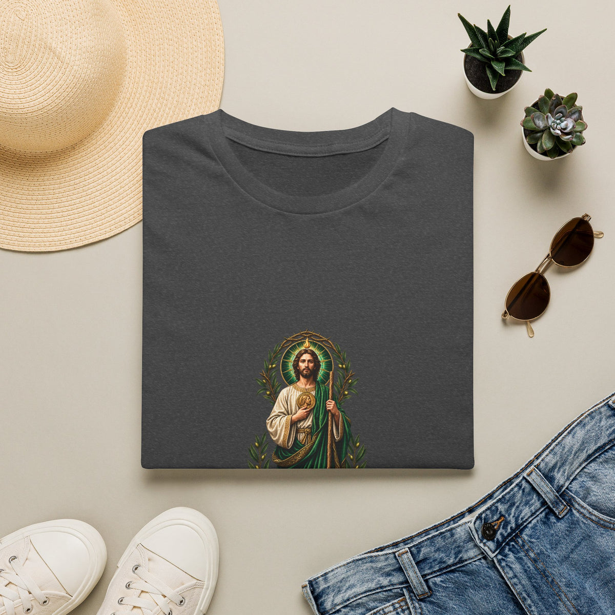 San Judas Tadeo Verdant Crowned Intercession T-Shirt product preview, view 5