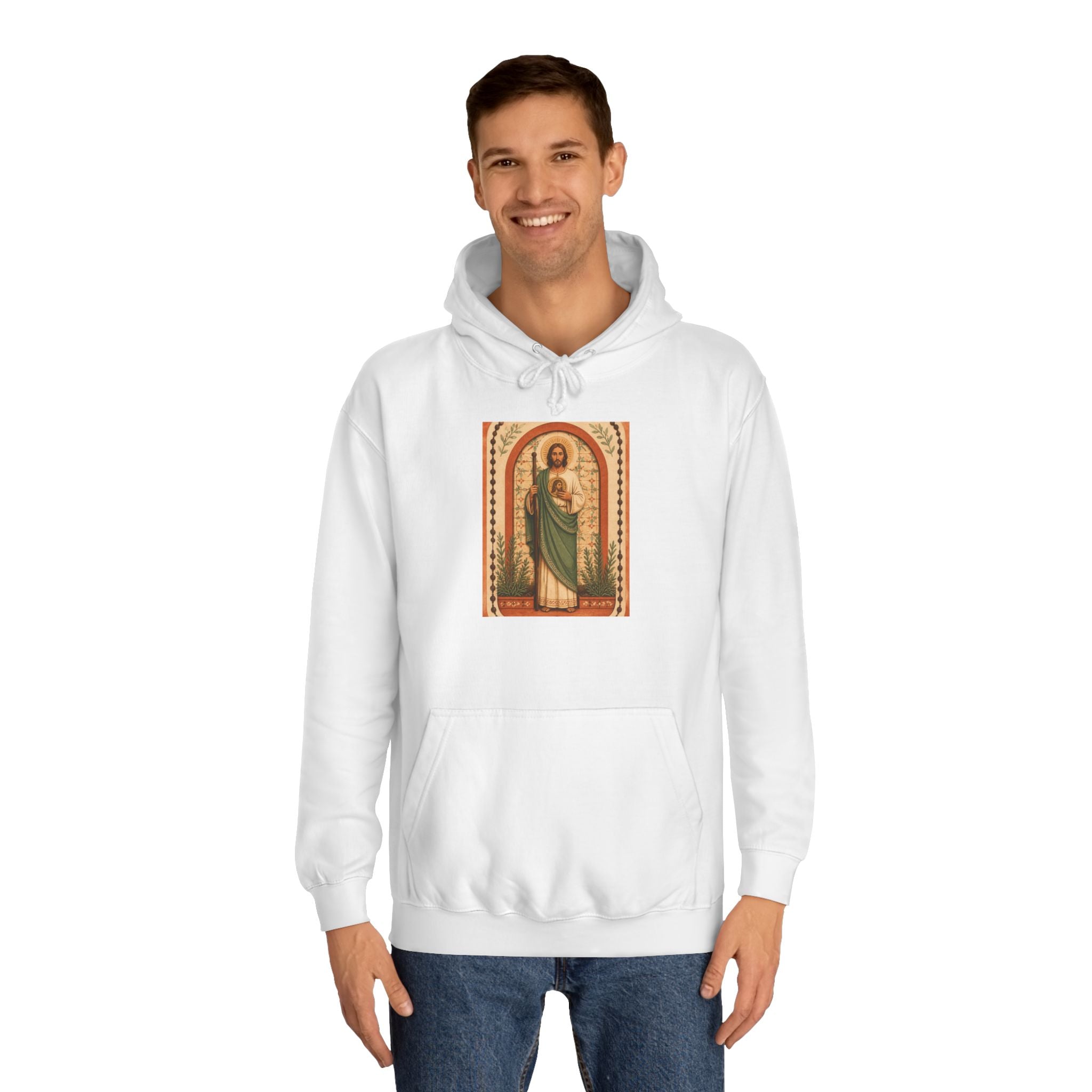 San Judas Tadeo Terracotta Rosary Garden Unisex Hoodie product preview, view 3