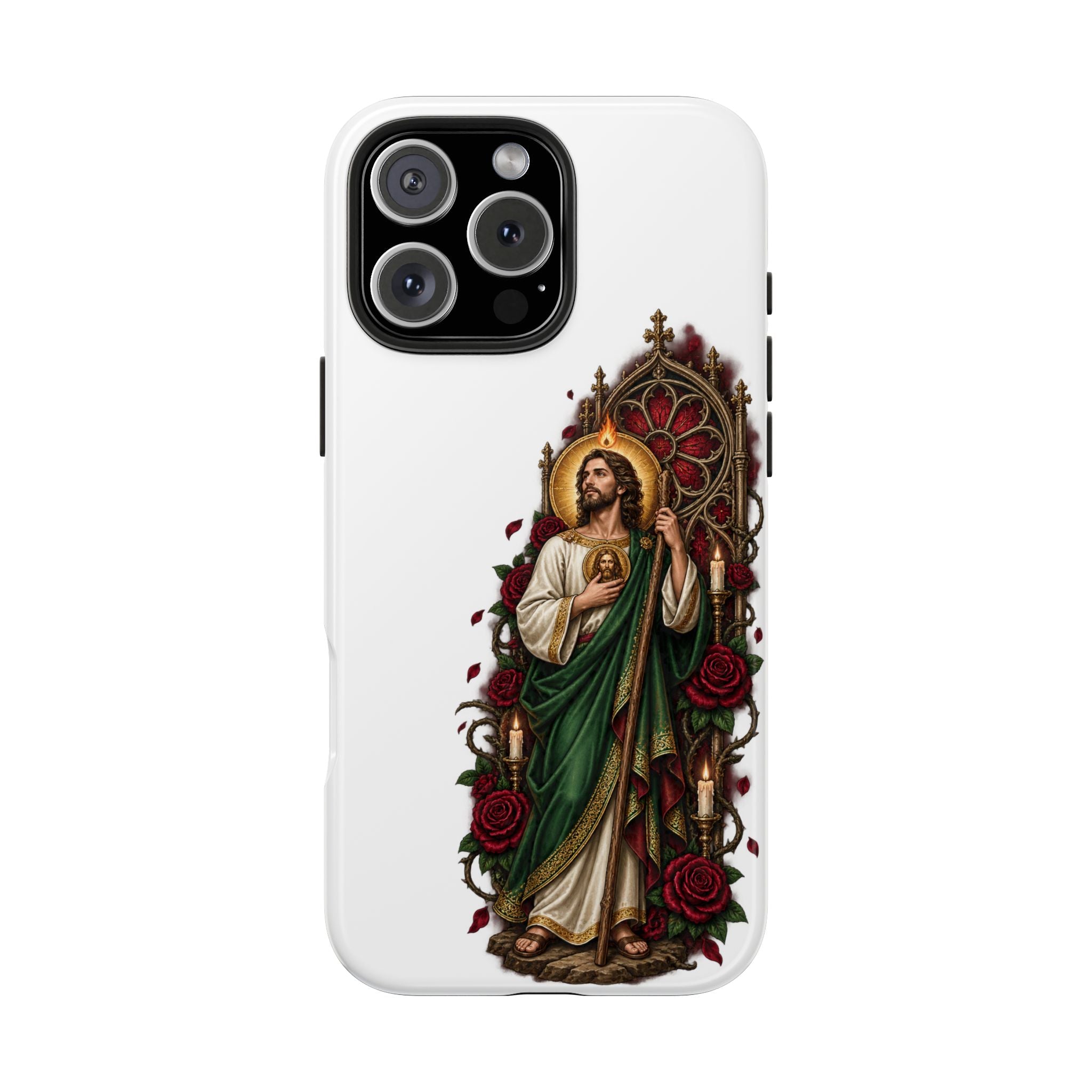 San Judas Tadeo Crimson Rose Window Tough Phone Case product preview, view 6