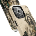 Capa de Celular Resistente São Judas Tadeu Esmeralda e Ouro Sagrado Coração