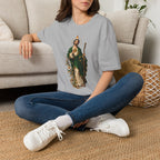 Camiseta Unissex Sagrado Coração São Judas Tadeu Preto e Dourado