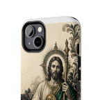 Capa de Celular Resistente São Judas Tadeu Esmeralda e Ouro Sagrado Coração