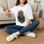 Camiseta Unissex Sagrado Coração São Judas Tadeu Preto e Dourado