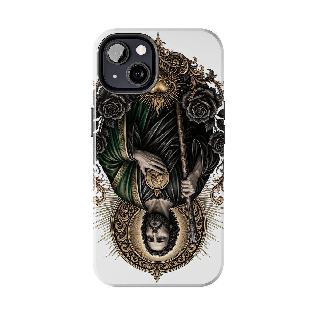 Capa Protetora para Celular San Judas Tadeu Coração Sagrado Preto e Dourado