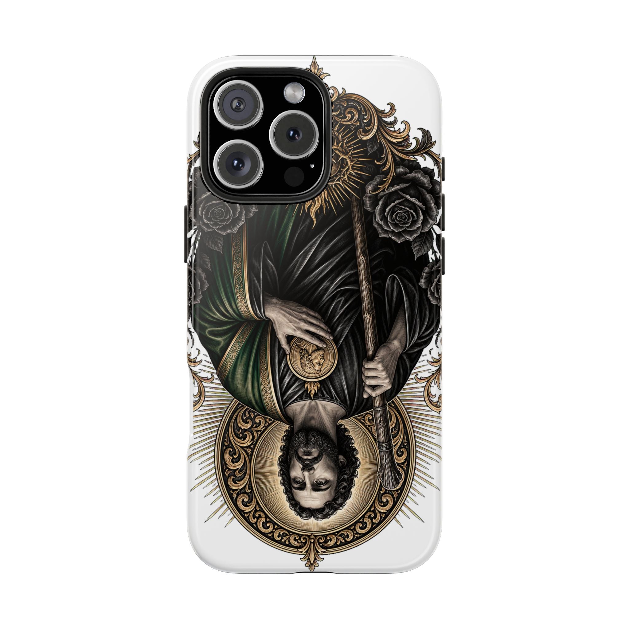 Capa Protetora para Celular San Judas Tadeu Coração Sagrado Preto e Dourado
